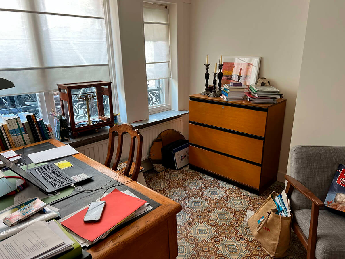 Small workspace with sofa and two-seater, from a different angle