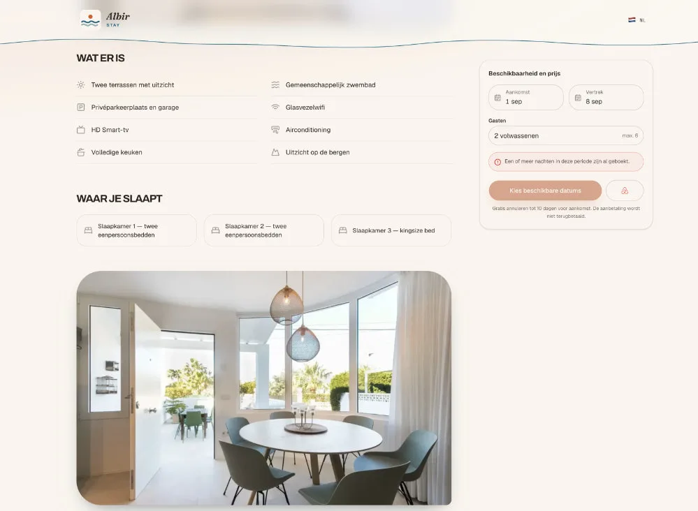 Casa Redonda — Per huis een aangepaste pagina waar gasten kunnen boeken.
