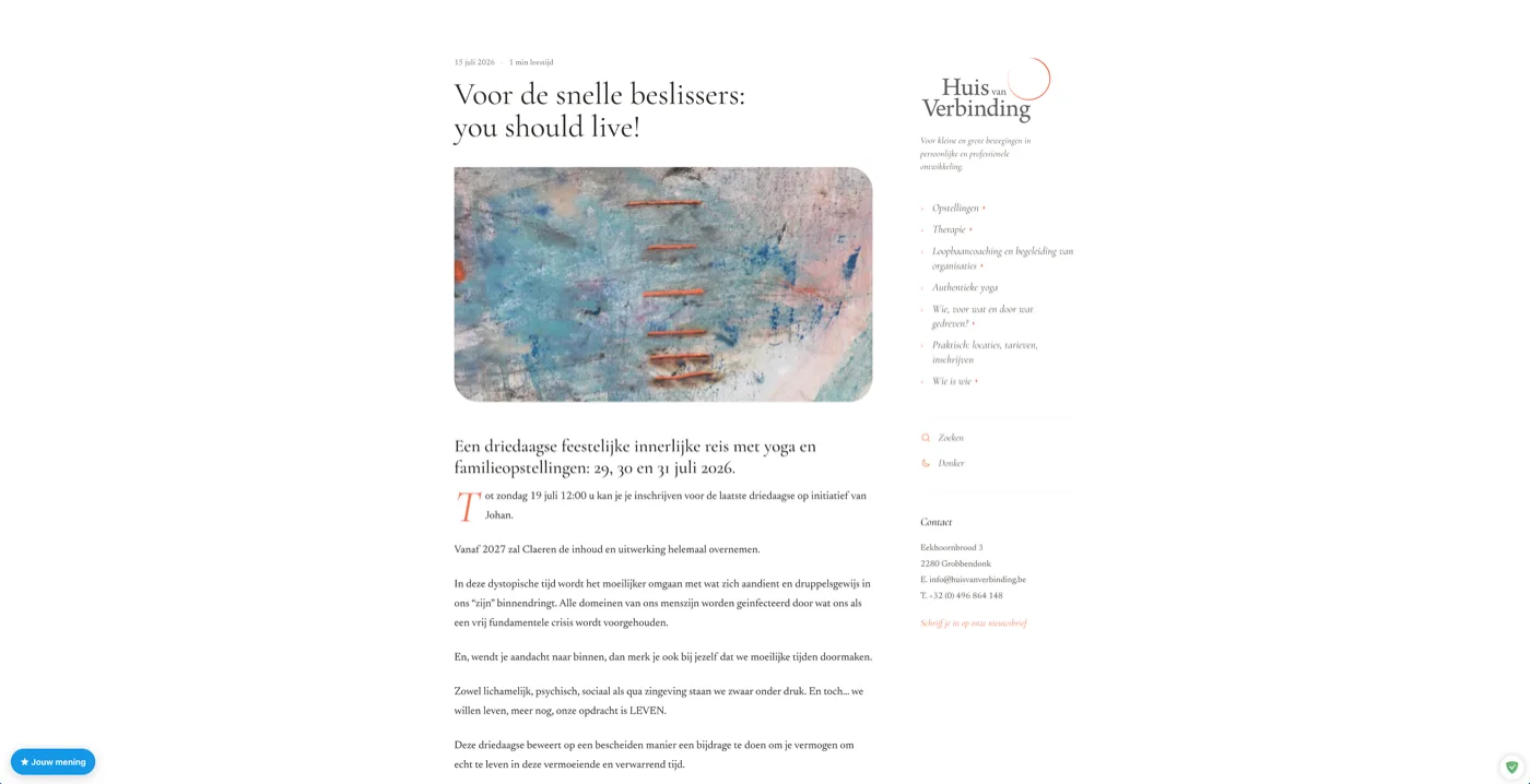 Huis van Verbinding — Opfrissing van het menu, de lettertypes en de afbeeldingen.